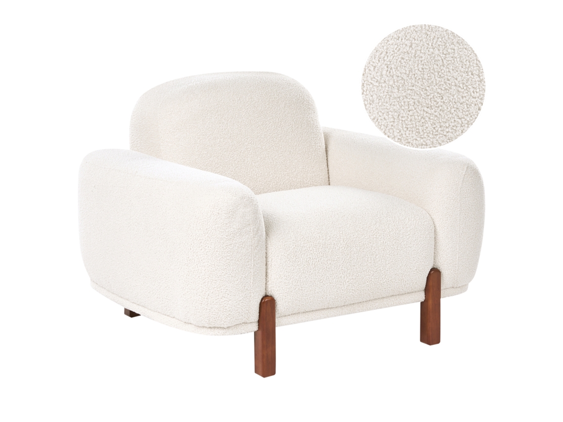 Sillón Beliani Odnes De Bouclé Blanco 110x90x81