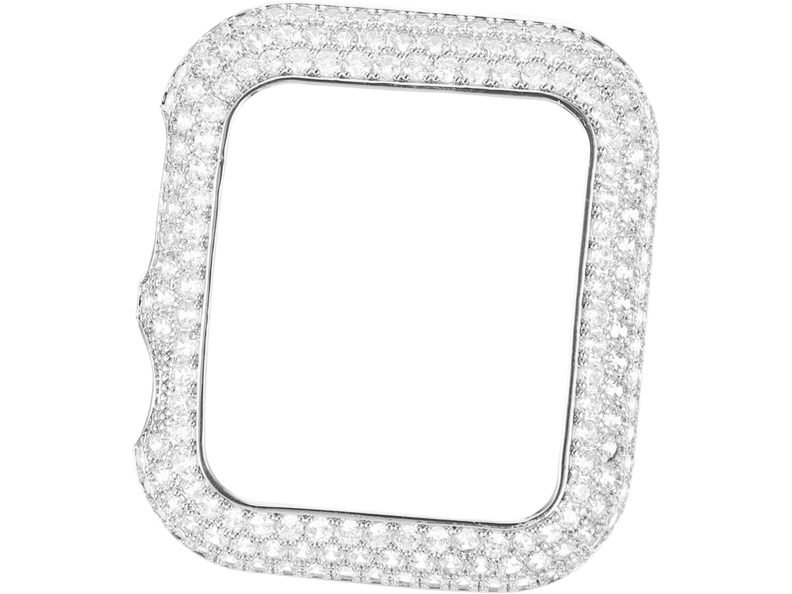 Capa Metálica Prateada Para Smartwatch Das Séries 7 E 6 Com Recortes