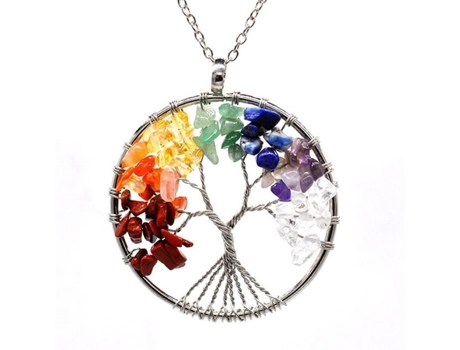 Diadema H33un 7 Chakras Pedra Natural Árvore Da Vida Corrente Longa