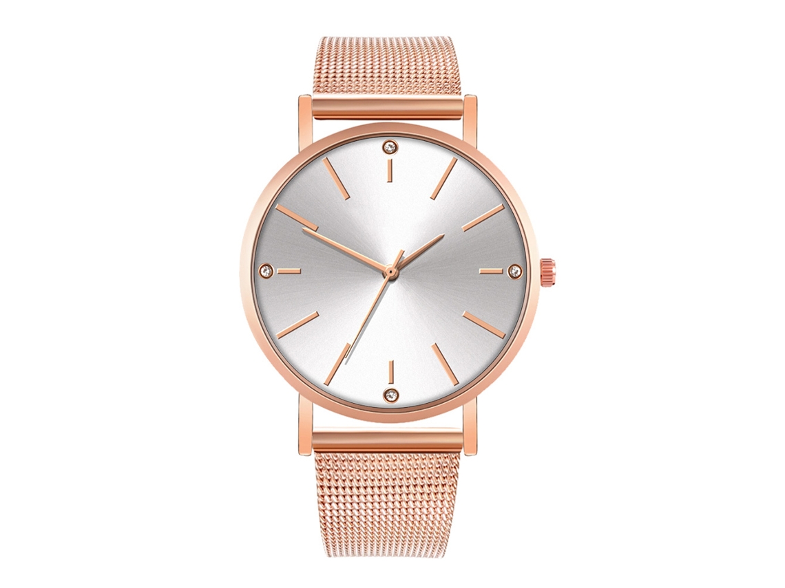 Reloj De Moda Para Parejas Con Correa De Malla Dial Redondo Cuarzo Unisex