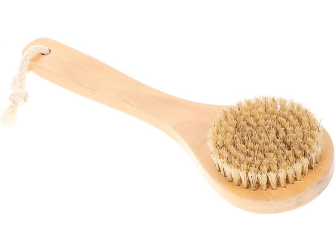 Escova De Banho Corporal Gatuida Com Cabo Madeira E Cerdas Javali Para Limpeza Massagem Relaxante No