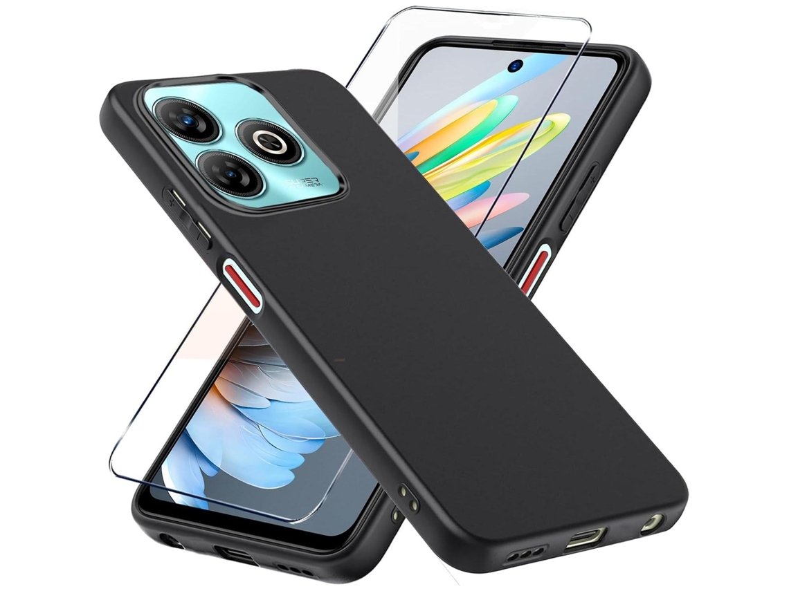 Lurelia Proteção Para Zte Blade A75 (4g), Capa Silicone Tpu Com Vidro Temperado De Ecrã