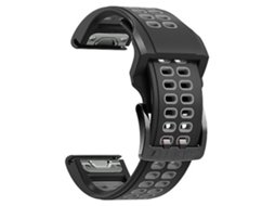 Pulseira De Silicone, Compatível Com Relógio Garmin Fenix 6, Preta E Cinza