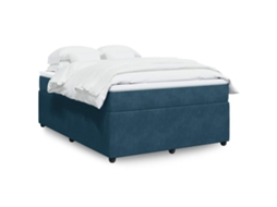 Vidaxl Cama Com Molas/colchão 160x200 Cm Veludo Azul-escuro