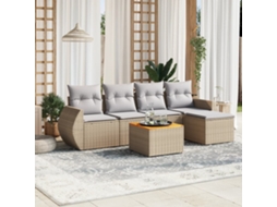 Vidaxl 6 Pcs Conjunto de Sofás P/ Jardim com Almofadões Vime Pe Bege
