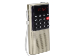 Aetheria rádio Fm Portátil Mini L 328 com Alto falante, Reprodutor Mp3, Slot Cartão de Memória e Porta de Fones de Ouvido Dourado