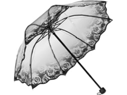 Guarda-chuva Dobrável Manual Pequeno E Transparente Preto Da Ciieeo, Elegante, Em Aço E Plástico, Compacto, Três Compartimentos.