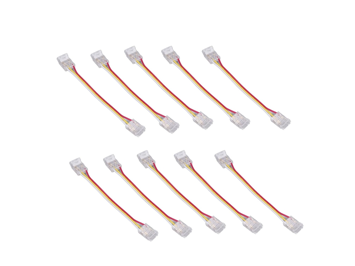 Kit Com 10 Conectores Para Fita De Led Cob, Terminal Transparentes 3
