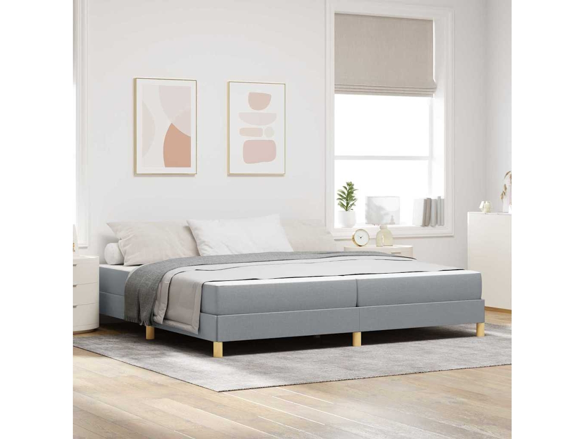 Vidaxl Cama Box Com Colchão Cinzento-claro 200 X 200 Cm Tecido