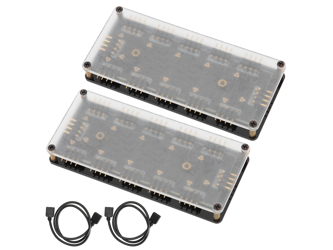2 Set 10-in-1 12v 4-pin Hub Splitter Interface Extension De Ventilador Rgb Para Placa-mãe Aura