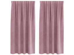 Conjunto 2 Cortinas Opacas Vidaxl Rosa Veludo (140 X 175 Cm)