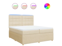 Cama com Molas/colchão 200x200 Cm Tecido Cor Creme MAISON EXCLUSIVE