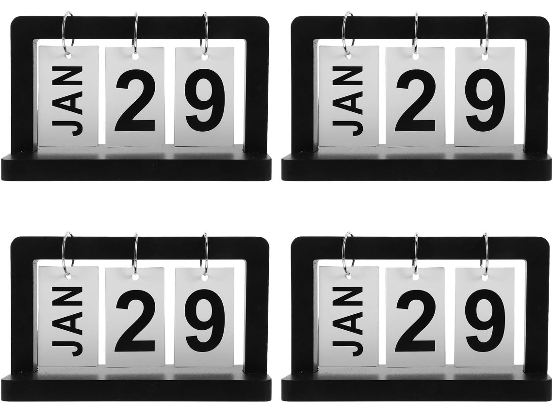 Calendário de Mesa Madeira com Formato 4 Exibição Mensal e CHABERLU
