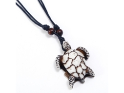 Colar Longo Com Pingente De Resina Tartaruga Masculino Moda Artesanal