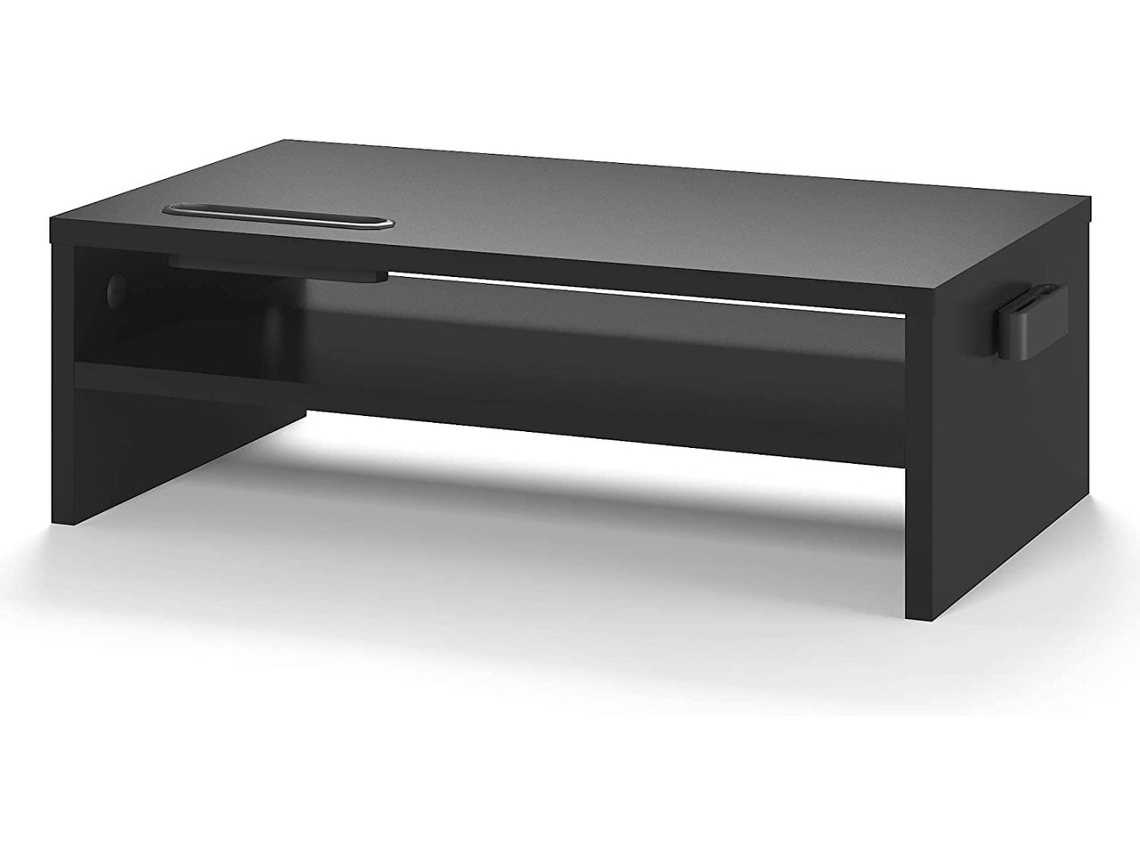 Suporte Para Monitor Em Madeira, 2 Níveis, Preto Brilvibera (l420 X P235 X A142 Mm)