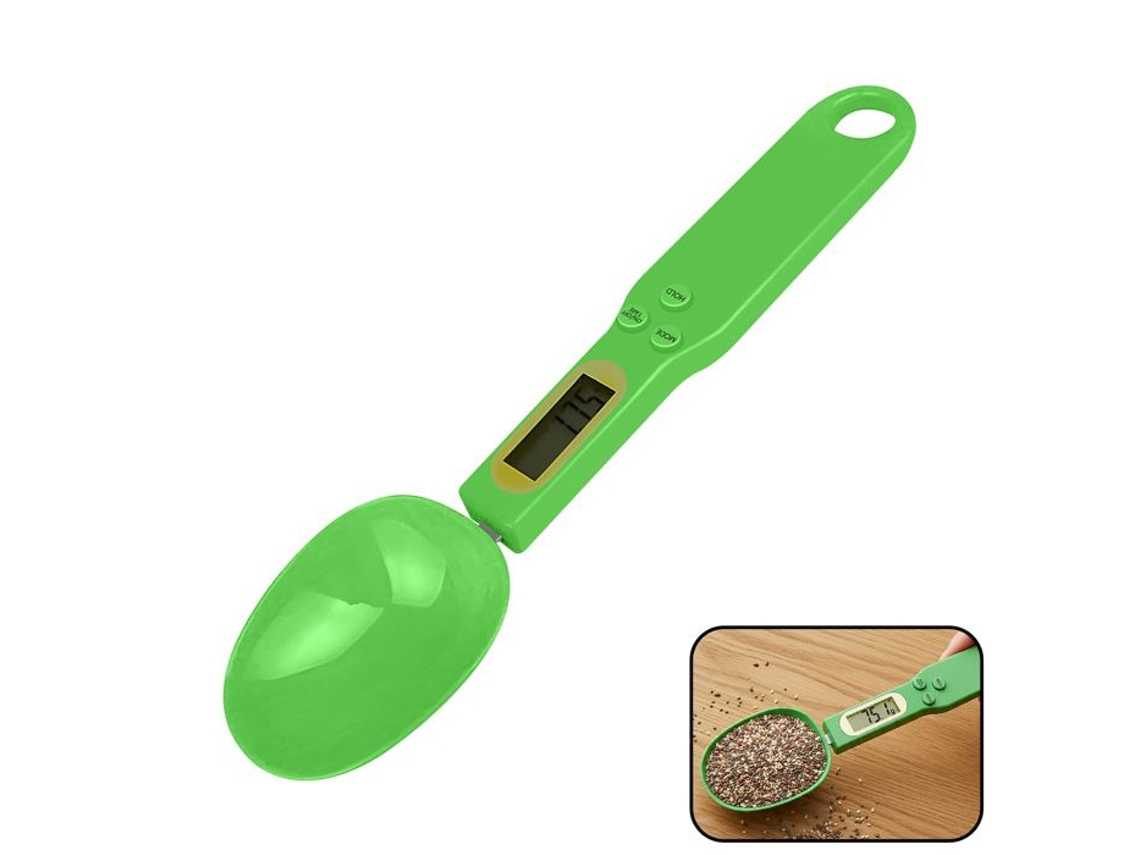 Colher Medidora Eletrônica com Visor Lcd e Função Tara Integrada AQUAFORGE (verde)