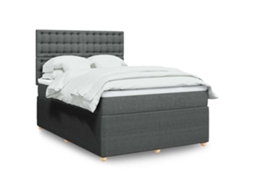 Vidaxl Cama Com Molas/colchão 140x200 Cm Tecido Cinzento-escuro