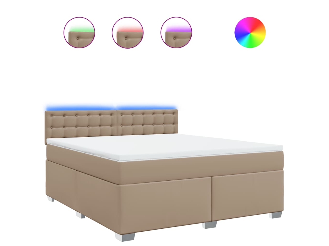 Cama com Molas Couro Artificial Cappuccino MAISON EXCLUSIVE 180x200 cm