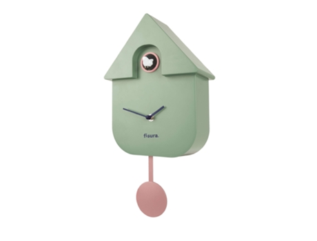 Relógio Cuco Menta Cor-De-Rosa e Branco Relógio de Parede Original 3 Pilhas Aa Não Incluídas Dimensões: 21,5 X 8 X 41,5 Cm Plástico Abs FISURA