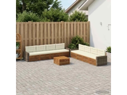 Vidaxl Conjunto De Sofás Para Exterior 9 Unid. Natural E Creme