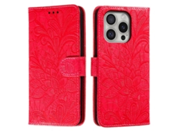 Capa Em Couro Pu Para Apple Iphone 16 Pro Max - Vermelho