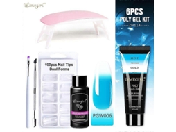 Kit de Unhas Gel Poly com Lâmpada Uv 6w, Rápido Ferramentas para Manicure GOKOCO