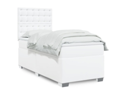 Cama Com Molas/colchão 100x200 Cm Couro Artificial Branco