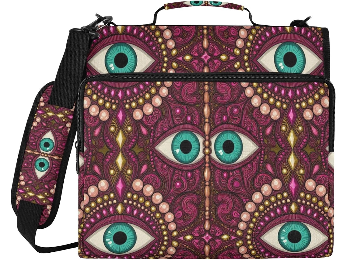 Bolsa Organizadora Documentos Escolares Com Pingente De Olho Grego E Coração, 3, 8cm 1, 5 Polegadas, 3 Argolas