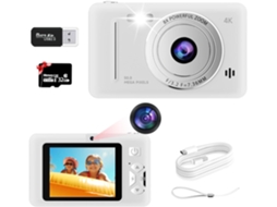 Câmera Infantil 4k 48mp com Tela de 2,7" e Cartão de 32gb IKIKSO (branca)