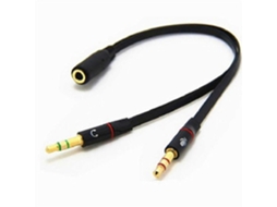 Adaptador De Cabo Divisor Y De Áudio Estéreo De 3,5 Mm Fêmea Para 2 Machos Para Fone De Ouvido E Microfone Aquaforge