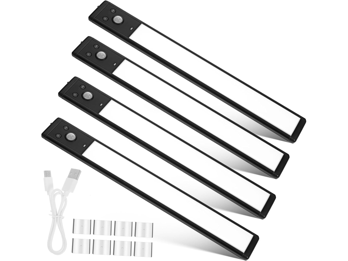 Kit Iluminação Automática Com Sensor De Movimento Led Para Armários, Composto Por 4 Peças, Ideal Gokoco