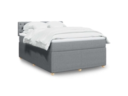 Vidaxl Cama Com Molas/colchão 140x200 Cm Tecido Cinzento-claro