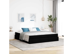 Vidaxl Estrutura De Cama Com Colchão 2 Unid. Preto Tecido