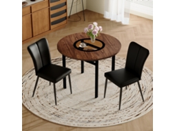 Conjunto Mesa Redonda 100cm com 2 Cadeiras em Pu Preto VOLTEDGE