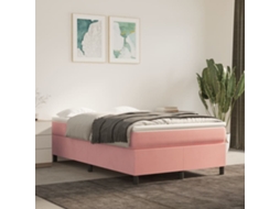 Vidaxl Cama Boxspring Com Colchão 120x200 Cm Veludo Rosa