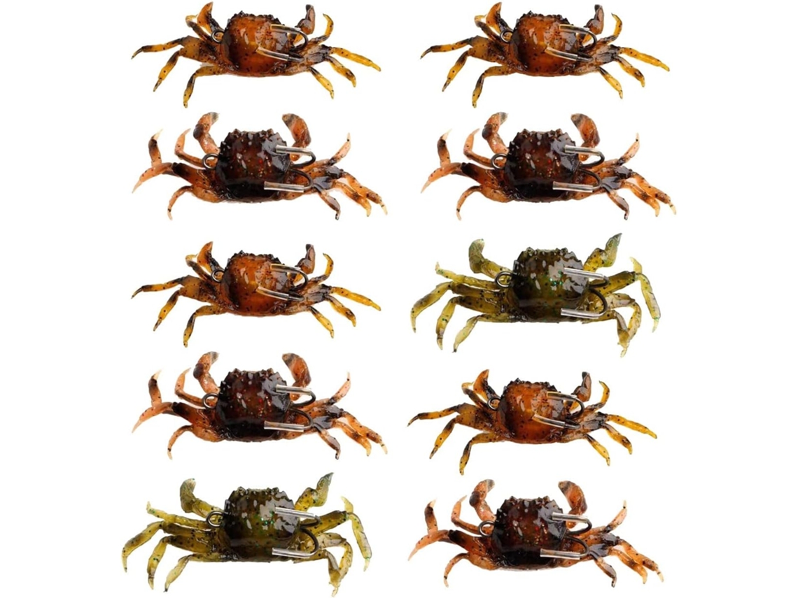 10 Iscas Artificiais De Caranguejo 3d Com Pontas Afiadas Para Pesca Marítima, Acessórios Para Pesca Gokoco