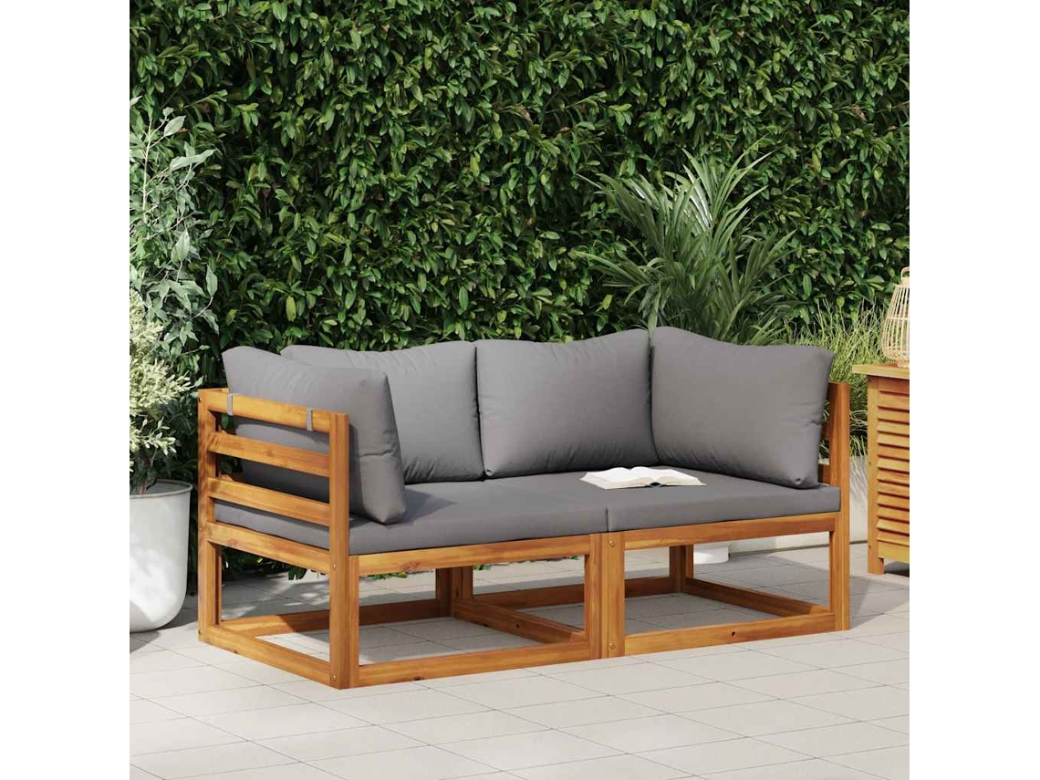 Vidaxl Sofás De Canto Seccionais C/ Almofadões 2 Pcs Cinzento-escuro