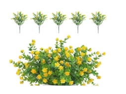 5 Buquês de Flores Artificiais, Verde Resistente a Uv para Decoração Externa e Interna, Varanda AQUAFORGE (amarelo)