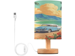 Luminária de cabeceira retrô americana com pôster de viagem para o quarto, ideal para prateleira ou como luminária de mesa.