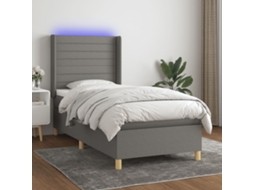 Vidaxl Cama Box Spring C/ Colchão E Led 80x200 Cm Tecido Cinza-escuro