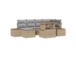 Conjunto 7 Conjunto De Sofá De Jardim Vidaxl Bege Vime Pe (100 X 55 X 73 Cm)