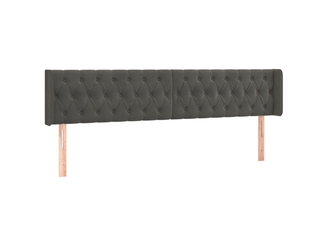Cabeceira de Cama com Abas Veludo Cinzento Escuro MAISON EXCLUSIVE (203x16x78 cm)