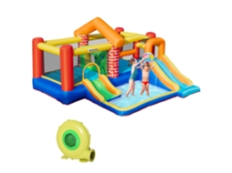 Castelo Inflável com 2 Escorregas, 2 Trampolins, Piscina, Bomba e Bolsa 380x370x230cm | S/MARCA