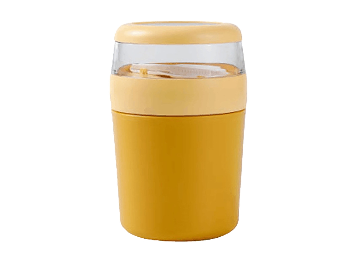 Copo de Aveia Noturna 500ml com Tampa e Colher Amarelo