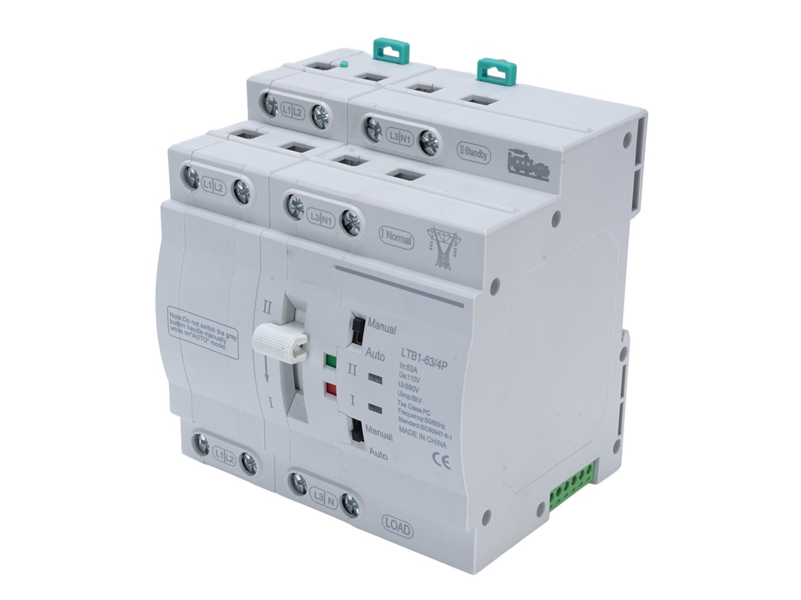 Chave De Transferência Automática 4p 63a Mini Ats Fixada Em Rail Din