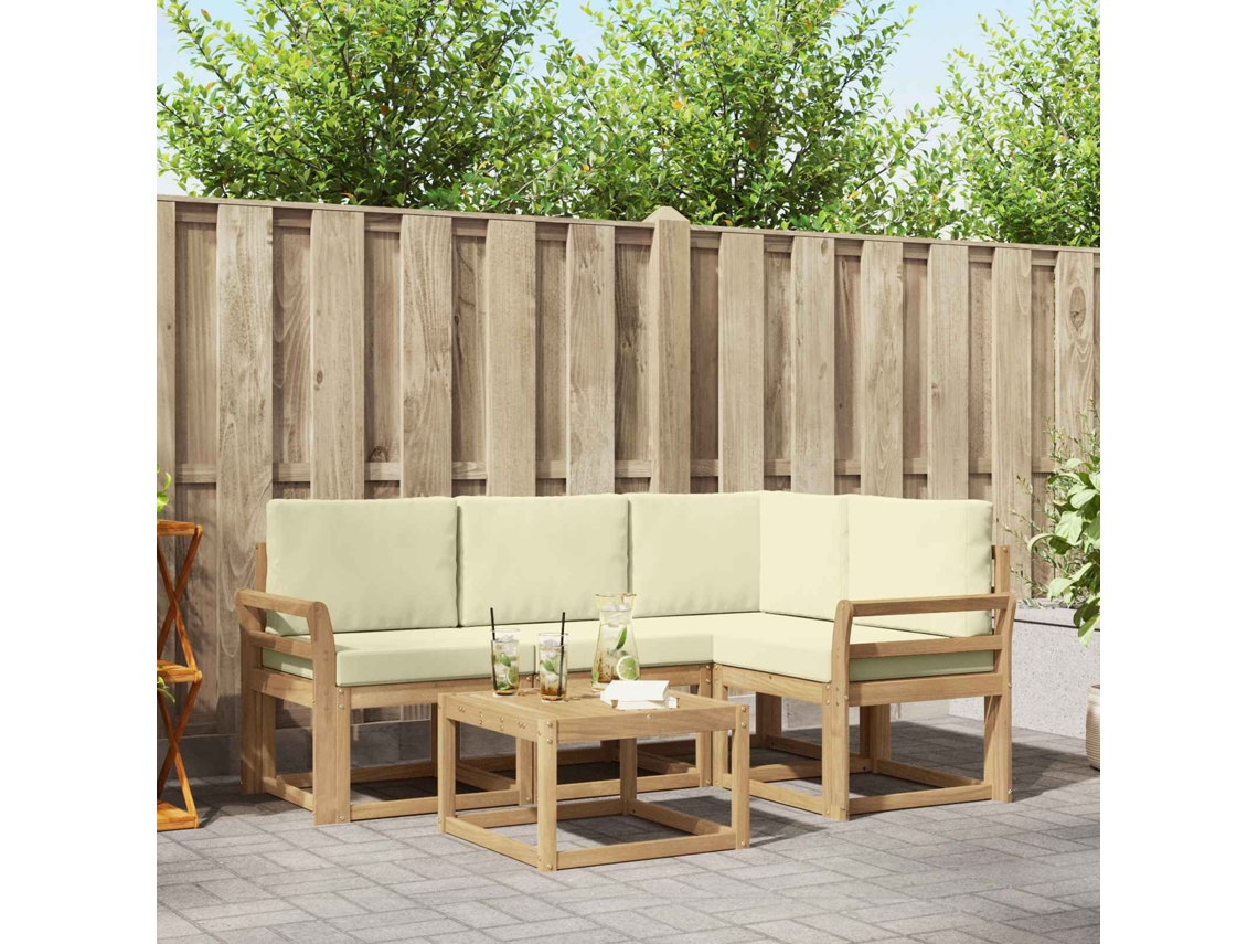 Vidaxl Conjunto De Sofás Para Exterior 5 Unid. Branco E Creme