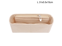 Bolsa Feminina de Feltro com Vários Bolsos, Cor Bege AQUAFORGE
