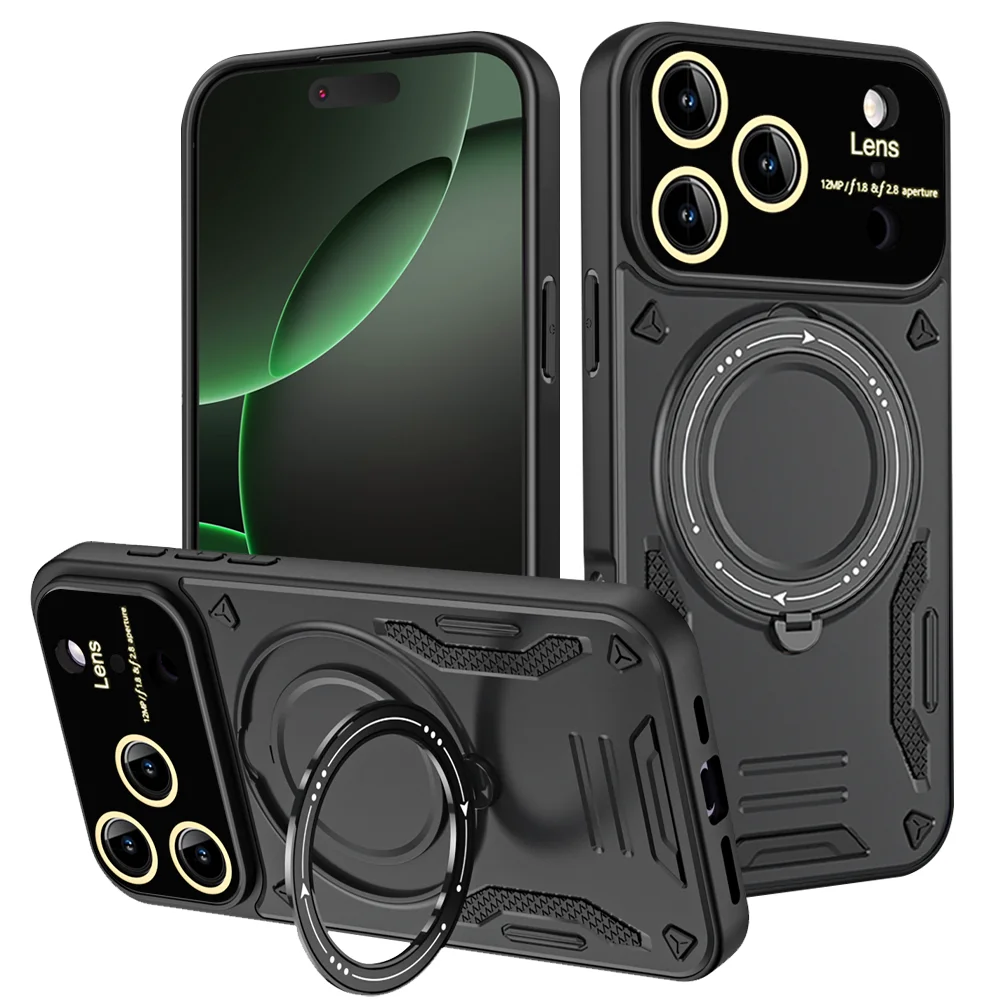(preto, Iphone 17 Pro Max) Capa Magnética Giratória 360° Para Celular, Resistente A Quedas, Com Protetor De Lente E Câmera.