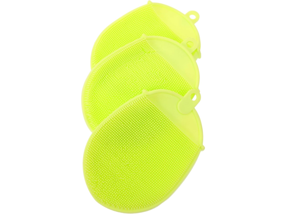 Conjunto De 3 Escovas Silicone Para Massagem No Banho Com Anel Pendurar, Para Esfoliação Suave E Alívio Do Estresse Cor