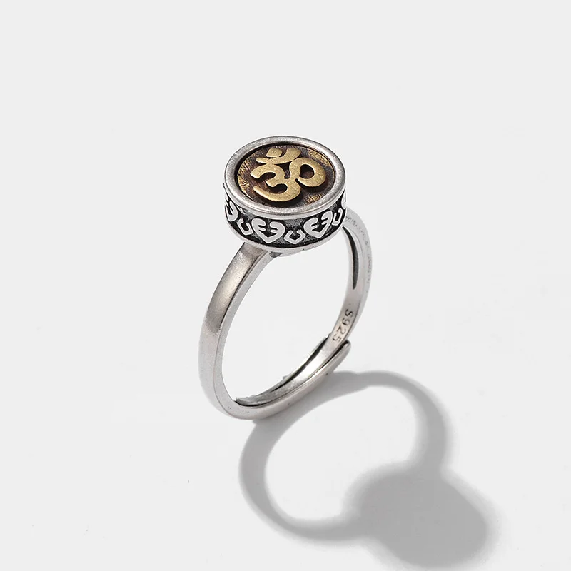 Anel Tibetano Vintage Om, Roda De Oração, Mantra Budista, Anel Dos Sete Chakras